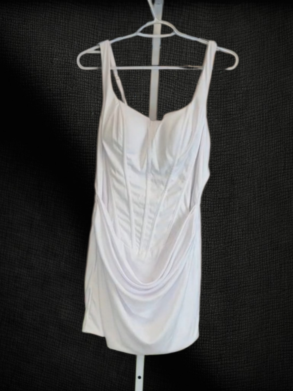 White Draped Satin Mini Dress